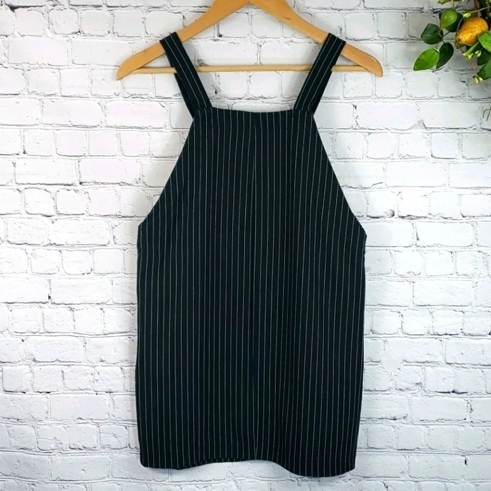 WHITE FAWN Pinstripe Overall Dress Size L